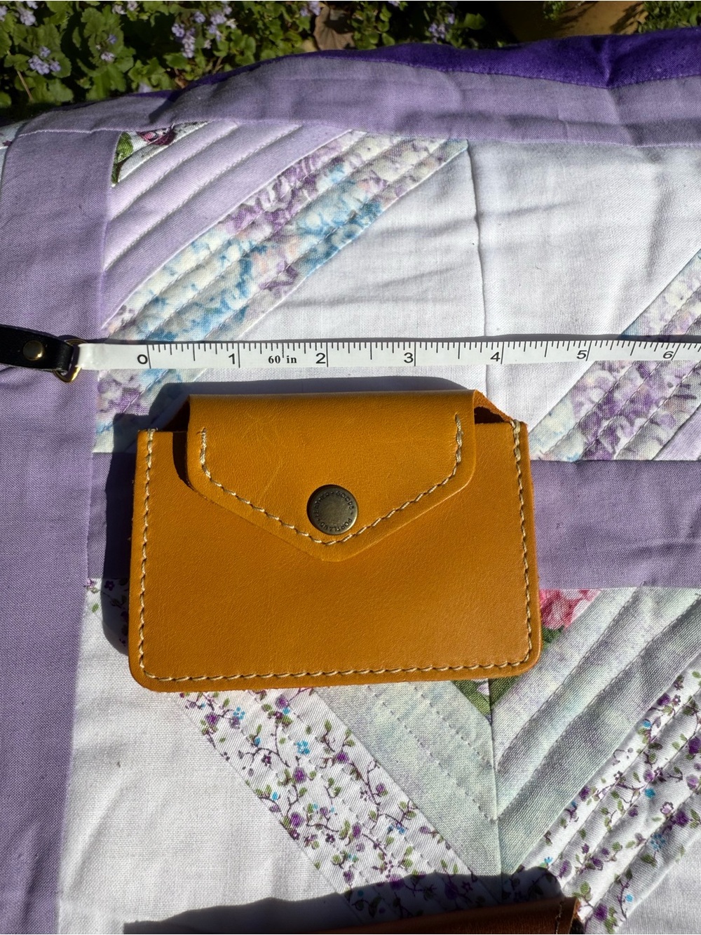 Mustard Yellow Leather Card Case with Snap Closure